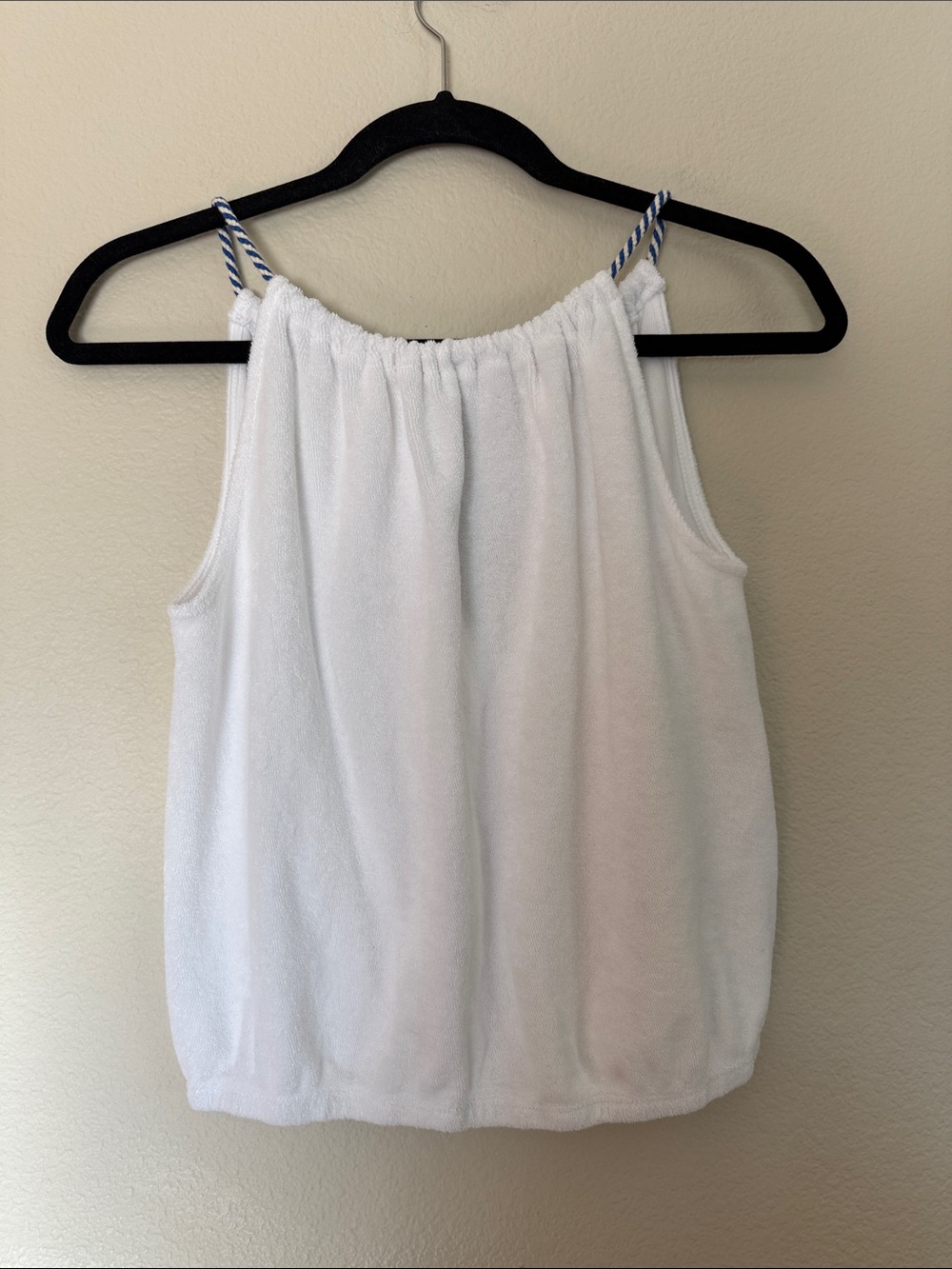 Sundry terry cloth rope tank top size 2 white blue EUC